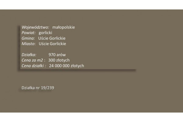 gorlicki, Uście Gorlickie, Na południu, budowlane 970 arów